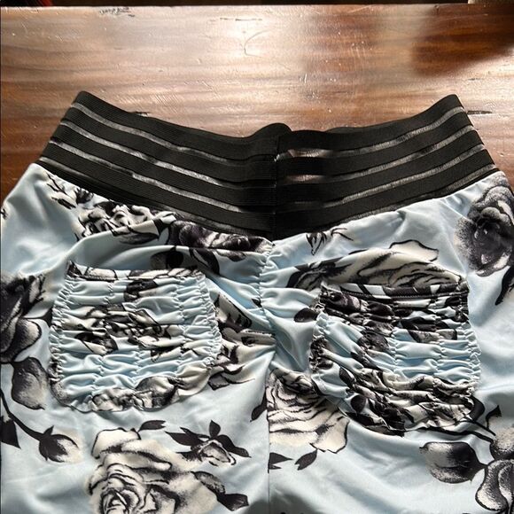 Floral Print Leggings with Striped Waistband new no tags bottom pockets Sz xl - Picture 6 of 14